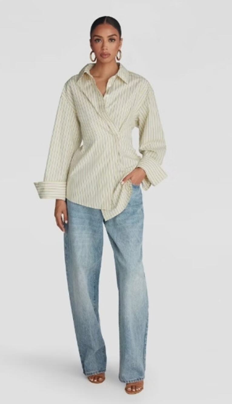 KBB by KAHLANA Women Long Sleeve Button-Down 'The Wrap Shirt' - Yellow